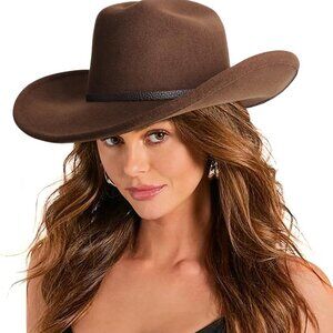 Cowboy Hat Felt Wide Brim Unisex Western Hat for Cowgirls Cowboys Classic